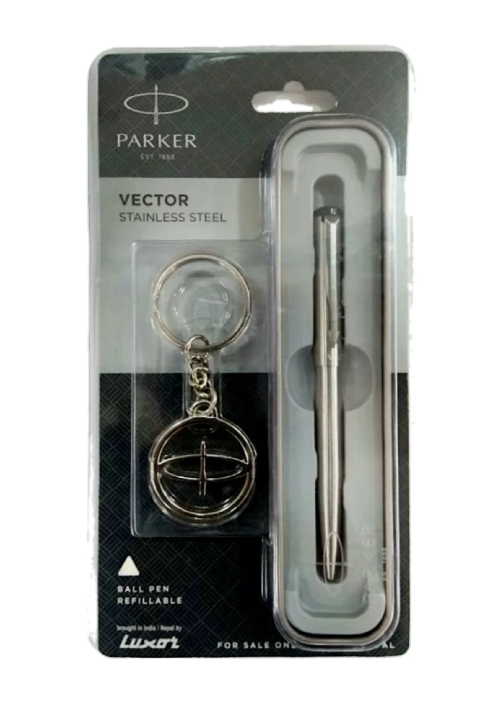 Parker Vector Stainless steel Chrome Trim Ball Pen + Free Key Chain (Pack of 1)