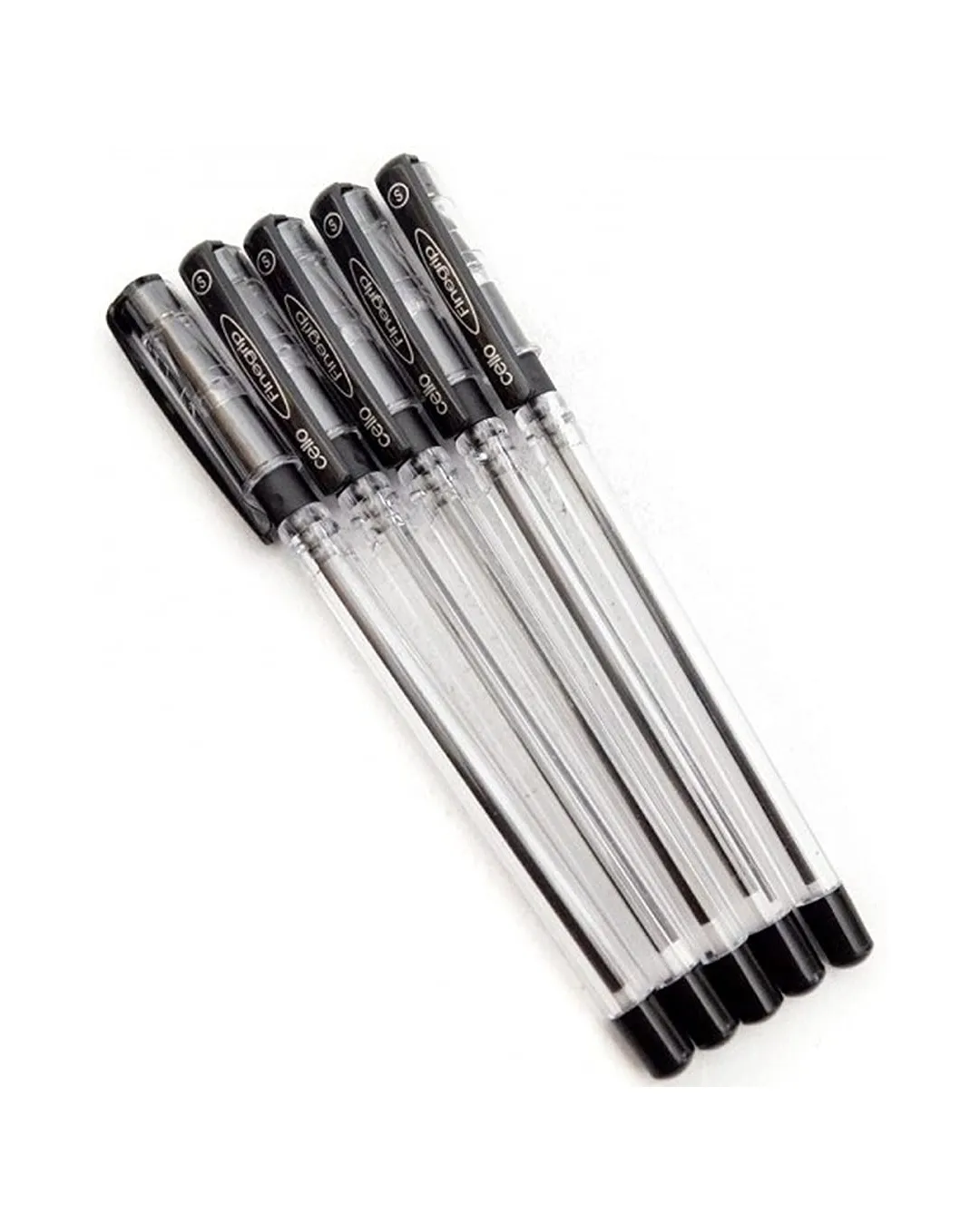 Cello Finegrip Ball Point Pen 0.7 mm Black Pen 1 Pack of 5 Pens
