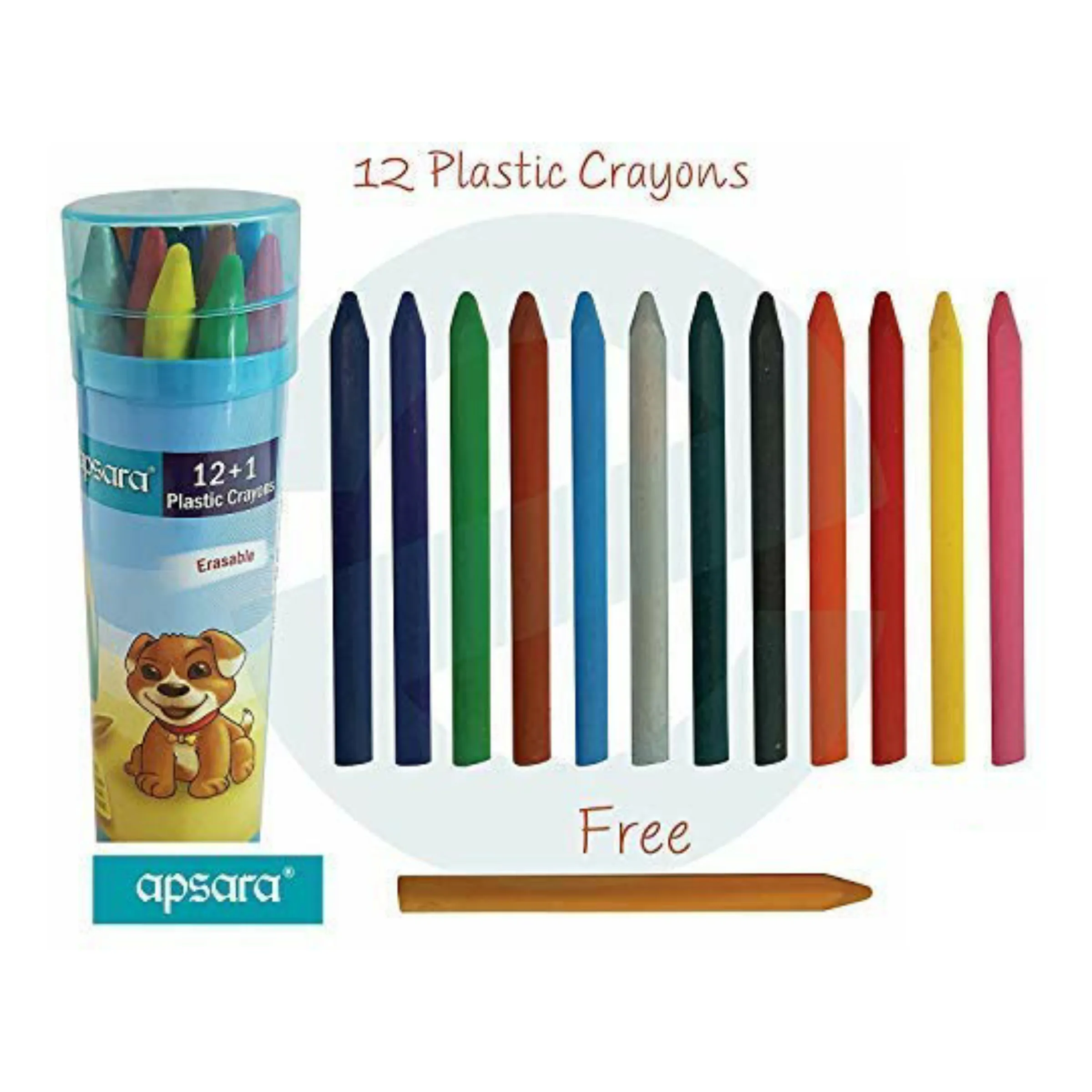 Apsara Plastic Crayons 12 Shades With 1 free Crayon