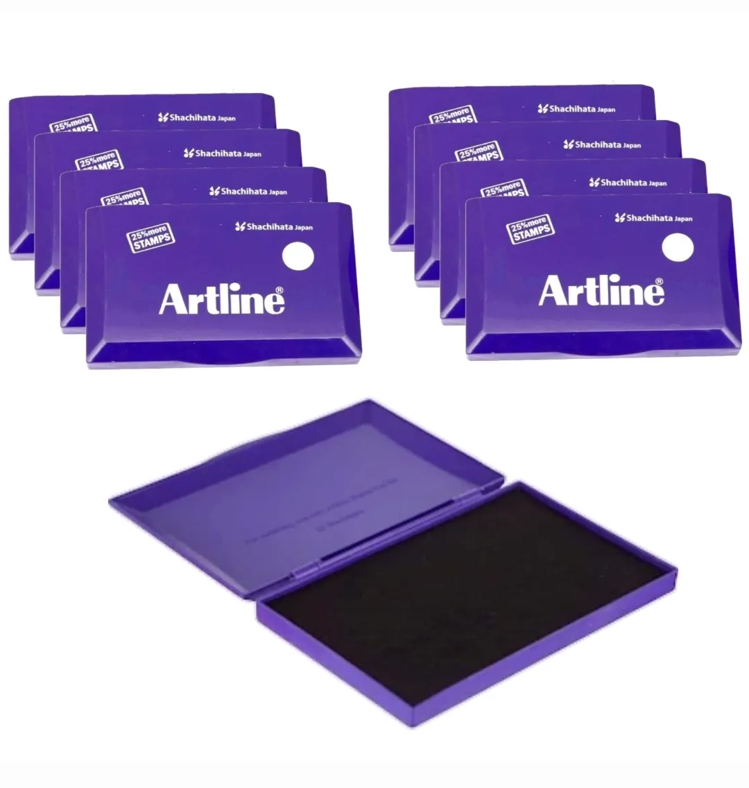 Artline Stamp Pad Small Size 101X61 MM Violet Ink  Pack of 8 Stamp Pad