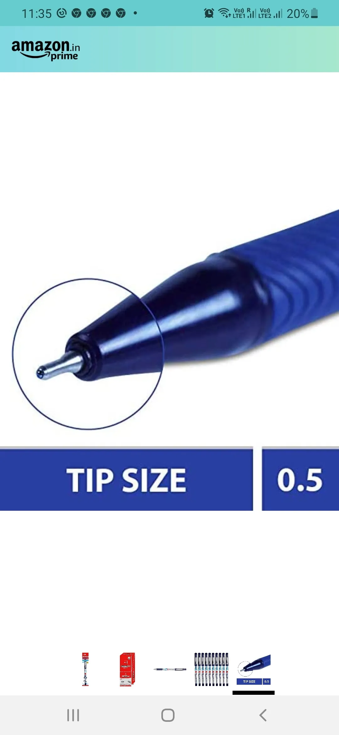 Cello ButterGel Gel Pen 0.5 mm Blue Pen 5 Pack of 1 Pen