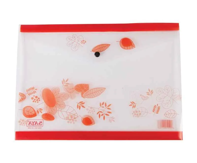 Saya My Clear Bag Flower, 1 Button Folder,SY-229F,  35.5X 25.5 cm, Pack of 4