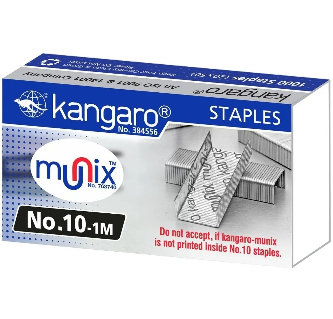 Kangaro MINI-10 Stapler With 4 Packets of Staple Pin No 10-1M Quick Loading Capacity Combo Pack
