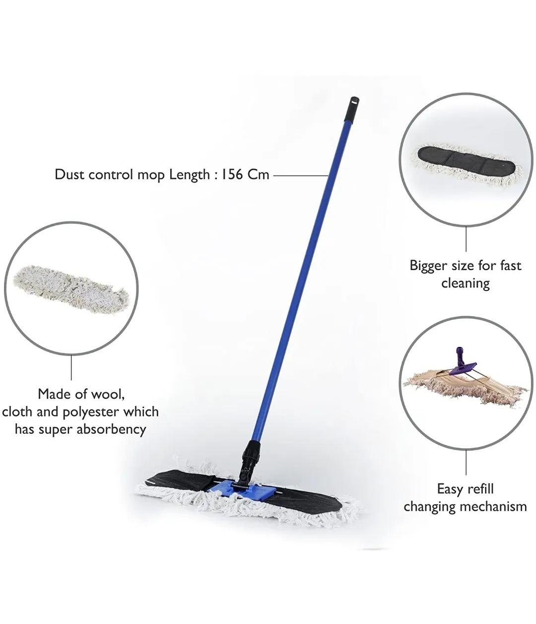 Gala Dust Control Mop No. 18, Flexible Moving Head, 360 Degree Cleaning System
