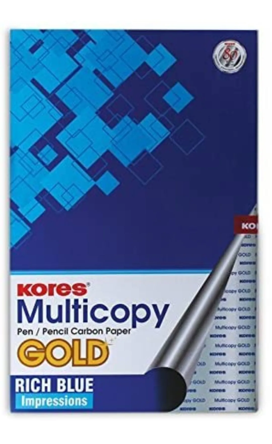 Kores Multicopy Pen/ Pencil Carbon Paper, Gold Rich Blue Impression,1 Pack of 100 Sheets