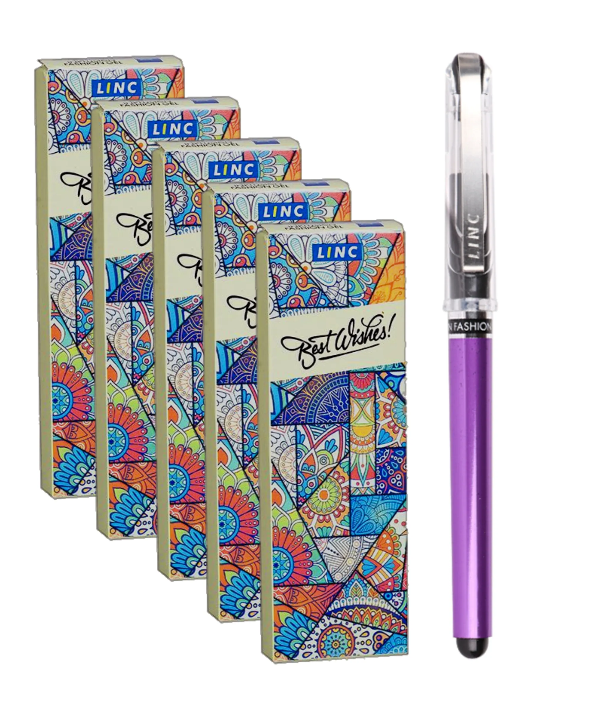 Linc Inklusion Fashion Gel Pen  Assorted Body Colour Blue Gel Pen Pack of 5 Pen