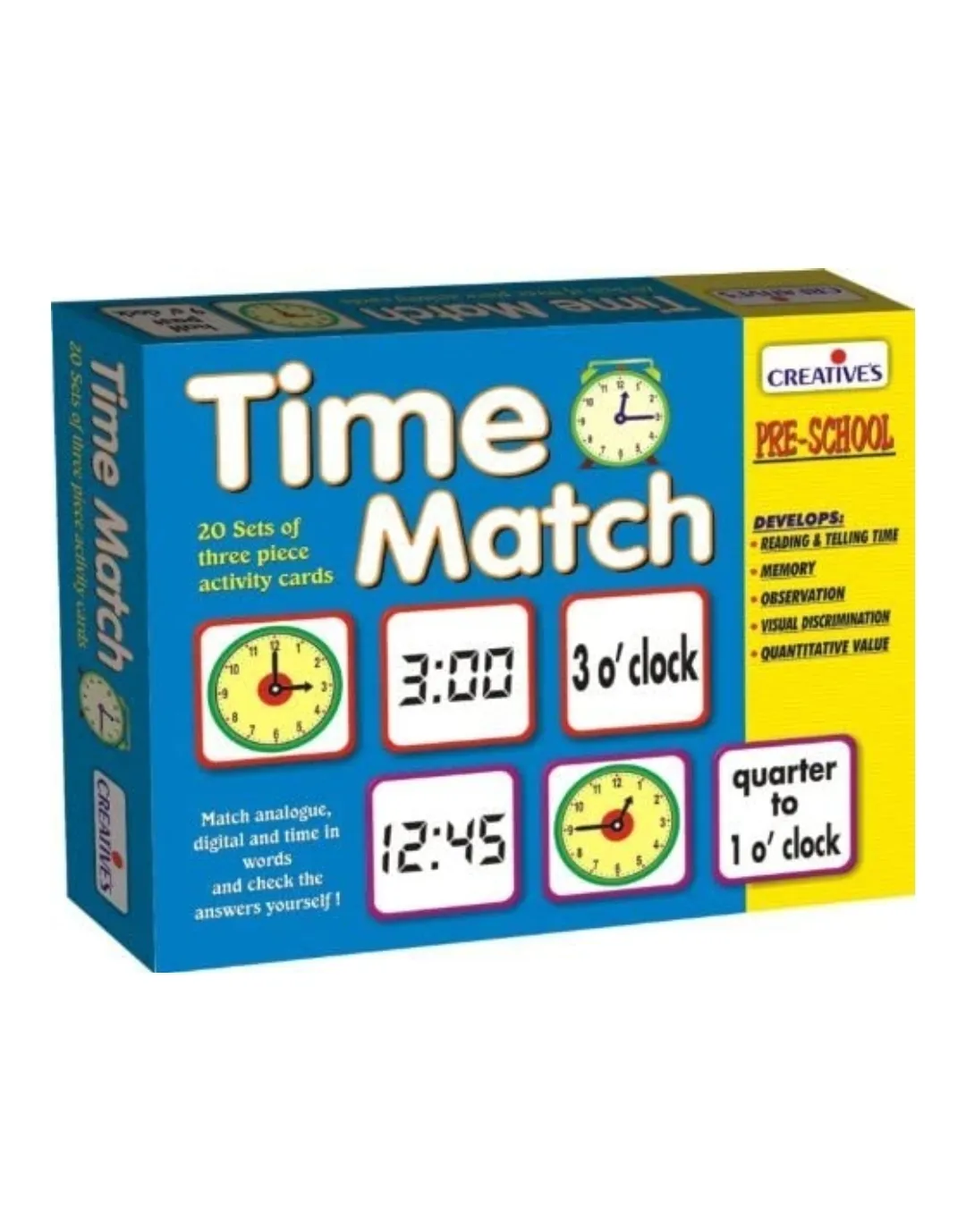 Creatives Time Match Card Game Multi Colour Puzzle Pre School