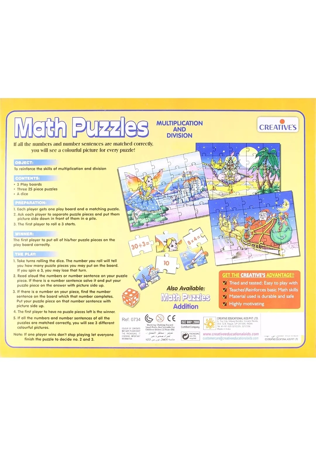 Creatives Math Puzzles, Multiplication & Division,  Puzzles and Play Board, Age 7 & Above