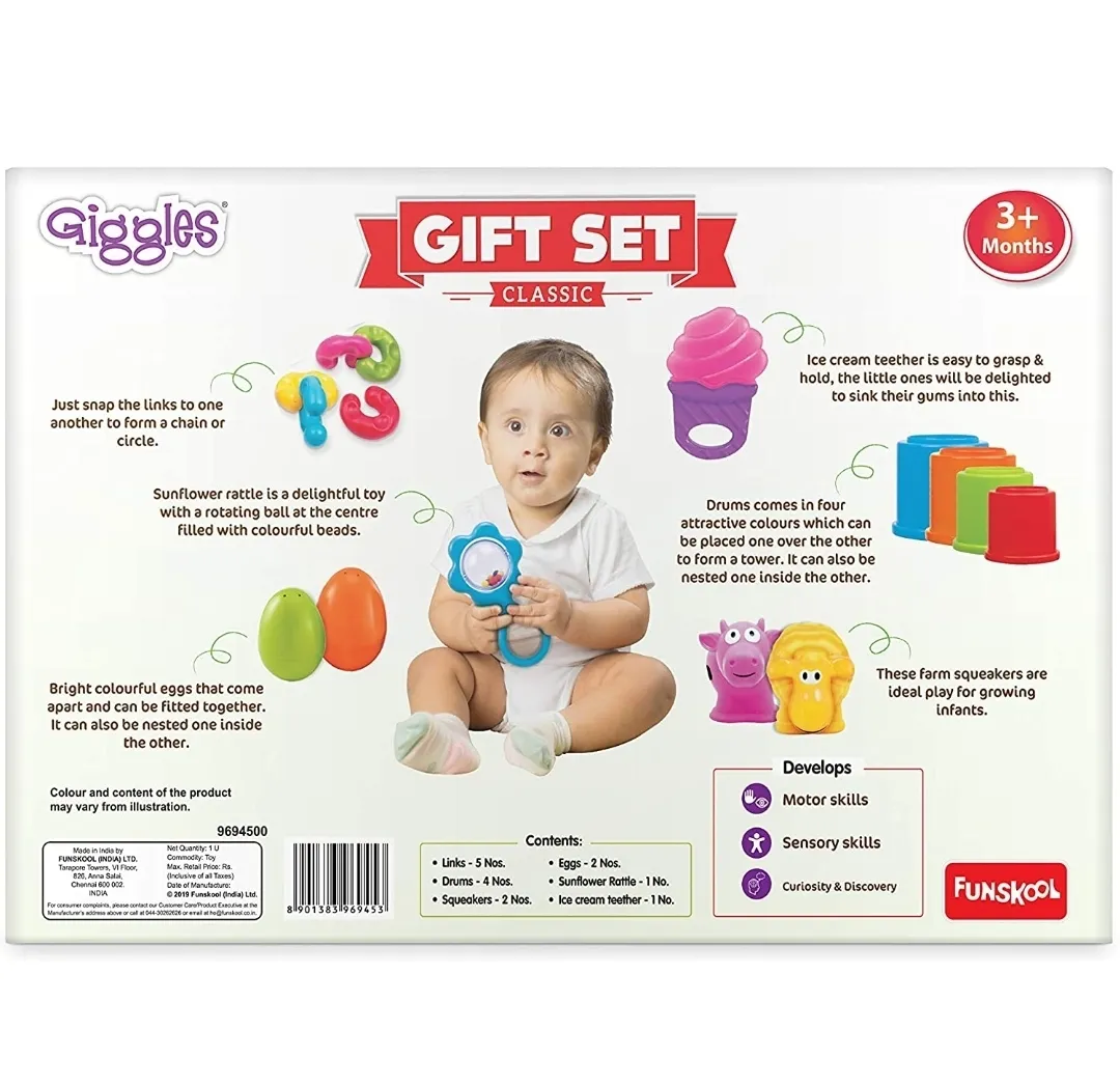 Funskool Giggles Classic Gift Set Teether, Rattles and Much More Age 3 months and Above
