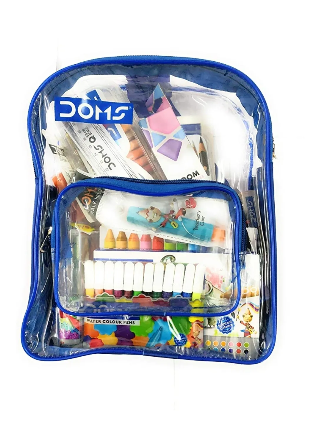 Doms Smart Stationery Kit 12 Pcs Kit With Transparent Zipper Bag
