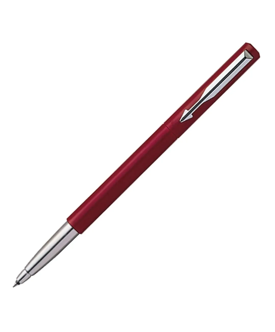 Parker Vector Standard Chrome Trim Roller Ball Pen (Pack of 1) Red Body