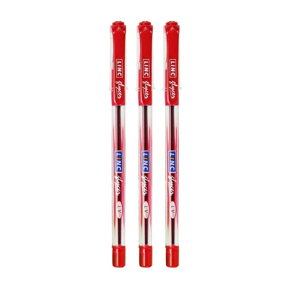 Linc Glycer (0.6 mm) Ball Pen, Red Pack of 3