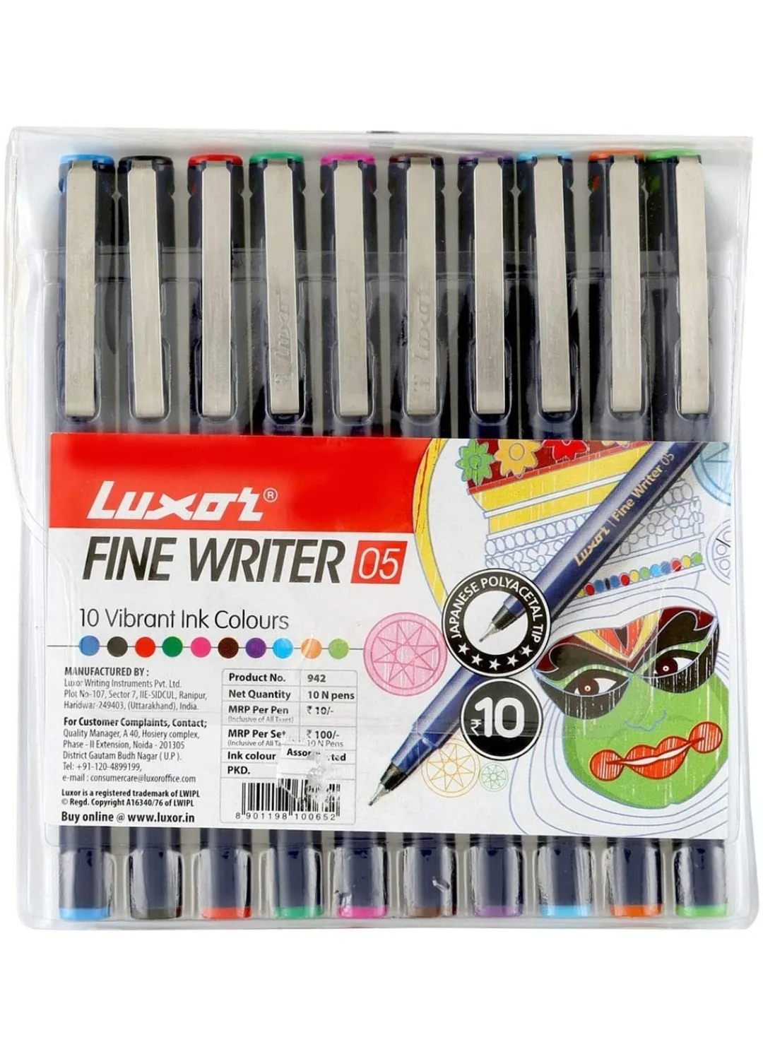 Luxor Finewriter Assorted color, 0.5 mm(Pack of 10 Pen)