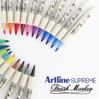 Artline Supreme Brush Marker Pen Black Colour Marker Pack of 1