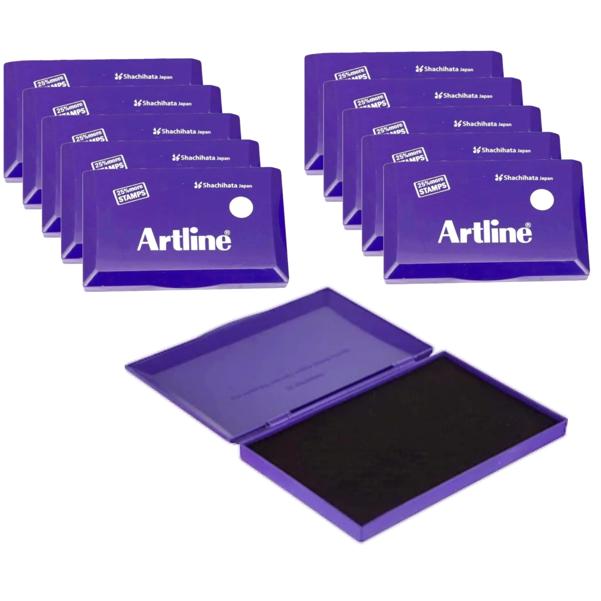 Artline Stamp Pad Medium Size 126X77 MM Violet Ink  Pack of 10 Stamp Pad
