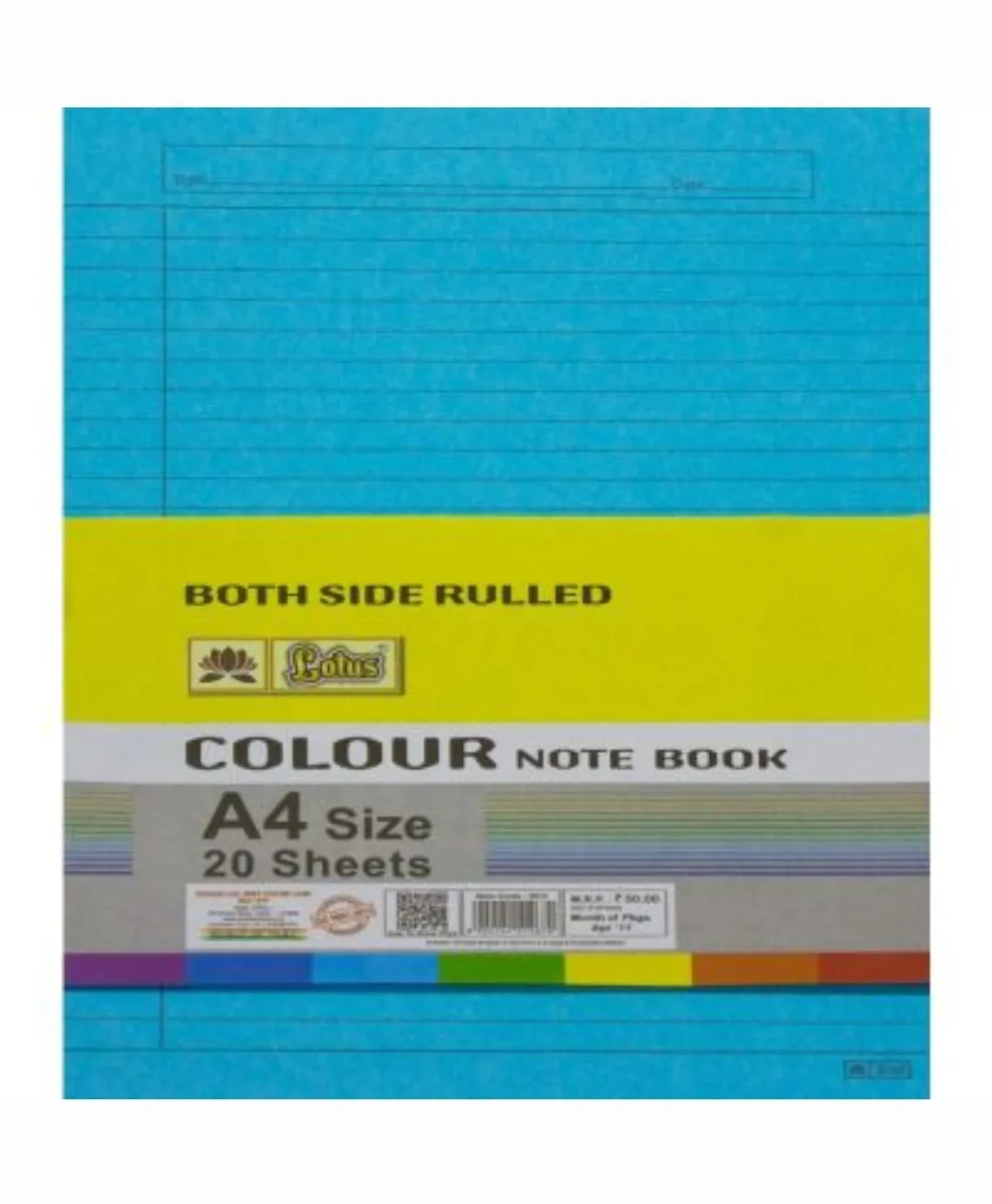 Lotus A4 Size Multi Use Paper Colorful Both Side Ruled 20 Sheets Pack